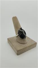 Black Stone Unisex Silver & Stone Ring 925 Silver 7.09g Size:6.5
